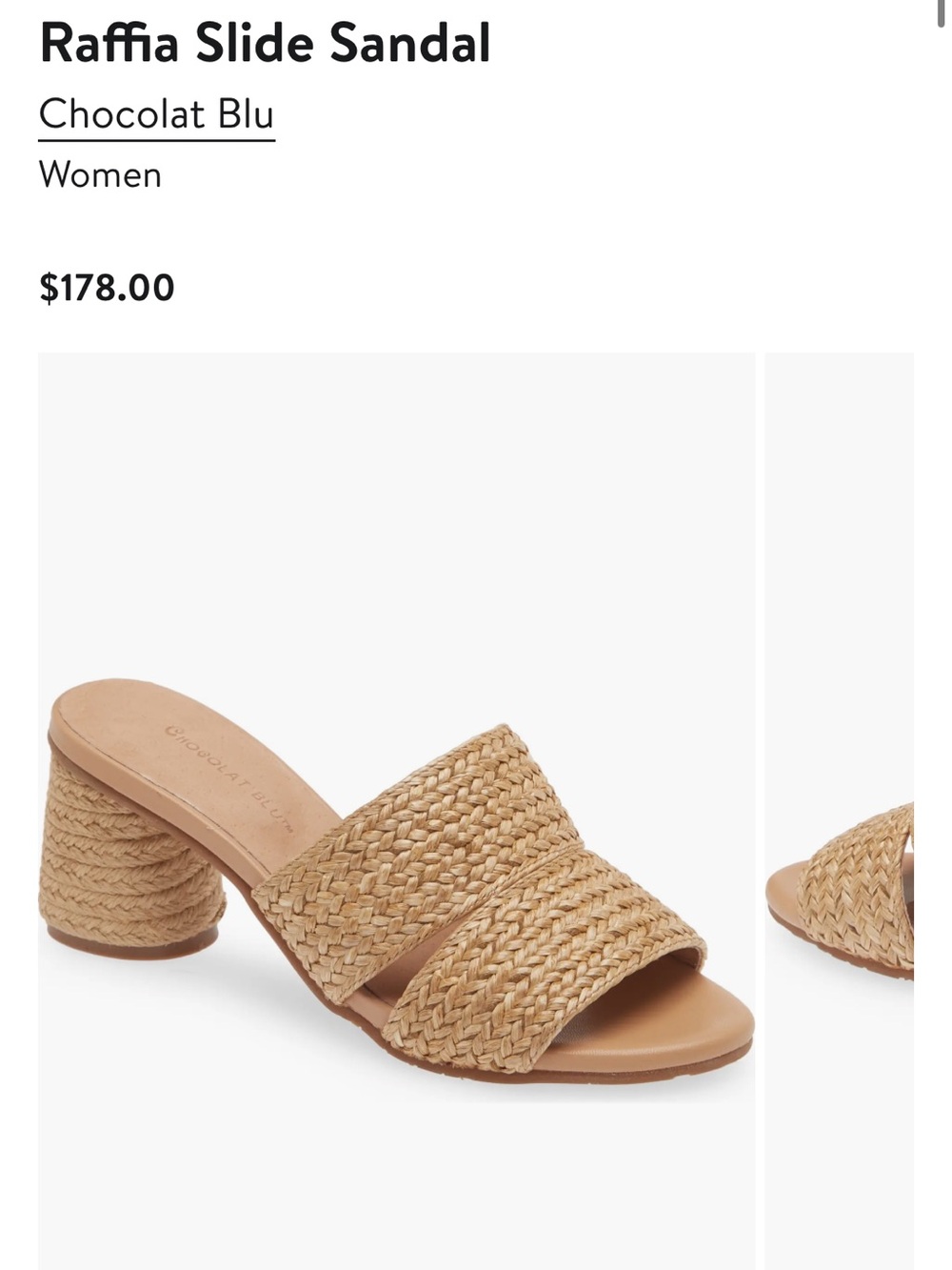 Chocolat Blu Natural Raffia Double-Band Slide Sandal